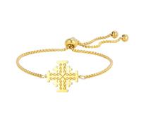 EUEAVAN Jerusalem Cross Bracelet Crusaders Knights Templar Cross Handmade Lucky Rope Bracelet Greek Religious Medieval Christian Jewelry Baptism Faith Gift for Women Men, adjustable, Stainless Steel