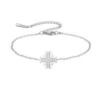 EUEAVAN Jerusalem Cross Bracelet Crusaders Knights Templar Cross Handmade Lucky Rope Bracelet Greek Religious Medieval Christian Jewelry Baptism Faith Gift for Women Men, adjustable, Stainless Steel