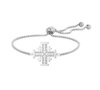 EUEAVAN Jerusalem Cross Bracelet Crusaders Knights Templar Cross Handmade Lucky Rope Bracelet Greek Religious Medieval Christian Jewelry Baptism Faith Gift for Women Men, adjustable, Stainless Steel