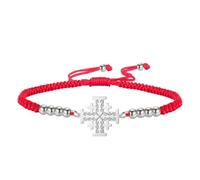 EUEAVAN Jerusalem Cross Bracelet Crusaders Knights Templar Cross Handmade Lucky Rope Bracelet Greek Religious Medieval Christian Jewelry Baptism Faith Gift for Women Men, adjustable, Stainless Steel