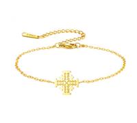EUEAVAN Jerusalem Cross Bracelet Crusaders Knights Templar Cross Handmade Lucky Rope Bracelet Greek Religious Medieval Christian Jewelry Baptism Faith Gift for Women Men, adjustable, Stainless Steel