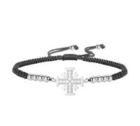 EUEAVAN Jerusalem Cross Bracelet Crusaders Knights Templar Cross Handmade Lucky Rope Bracelet Greek Religious Medieval Christian Jewelry Baptism Faith Gift for Women Men, adjustable, Stainless Steel