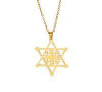 EUEAVAN Jerusalem Crusaders Cross Pendant Necklace Jerusalem Medallion Disc Greek Religious Medieval Jewelry Baptism Gift Women Men, M, Stainless Steel, No Gemstone