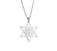EUEAVAN Jerusalem Crusaders Cross Pendant Necklace Jerusalem Medallion Disc Greek Religious Medieval Jewelry Baptism Gift Women Men, M, Stainless Steel, No Gemstone