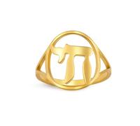 EUEAVAN Jewish Chai Rings Classic Hebrew Letter Ring Inspired Name Kabbalah Amulet Christian Religious Jewelry Hexagram Hanukkah Gift for Women Men, Stainless Steel, No Gemstone