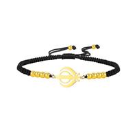 EUEAVAN Khanda Sikh Sword Symbol Bracelet Sikh Kara Disc Handmade Lucky Rope Bracelet Sacred Emblem Miri Piri Spiritual Amulet Sikhism Religious Jewelry Punjabi Gift for Women Men