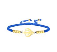 EUEAVAN Khanda Sikh Sword Symbol Bracelet Sikh Kara Disc Handmade Lucky Rope Bracelet Sacred Emblem Miri Piri Spiritual Amulet Sikhism Religious Jewelry Punjabi Gift for Women Men