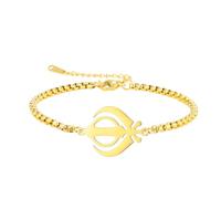 EUEAVAN Khanda Sikh Sword Symbol Bracelet Sikh Kara Disc Handmade Lucky Rope Bracelet Sacred Emblem Miri Piri Spiritual Amulet Sikhism Religious Jewelry Punjabi Gift for Women Men, adjustable