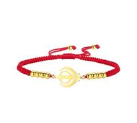 EUEAVAN Khanda Sikh Sword Symbol Bracelet Sikh Kara Disc Handmade Lucky Rope Bracelet Sacred Emblem Miri Piri Spiritual Amulet Sikhism Religious Jewelry Punjabi Gift for Women Men