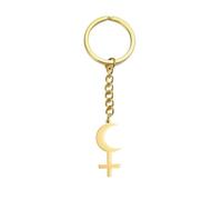 EUEAVAN Lilith Keychain Sigil of Lilith Goddess Moon Phase Keyring Witch Pagan Hecate Mythology Amulet Jewelry Witchy Gifts, Black Moon Lilith Gold, Medium