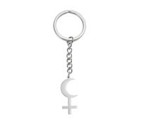 EUEAVAN Lilith Keychain Sigil of Lilith Goddess Moon Phase Keyring Witch Pagan Hecate Mythology Amulet Jewelry Witchy Gifts, Black Moon Lilith Silver, Medium