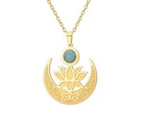 EUEAVAN - Lotus Flower Pendant Necklace for Women Moonstone New Beginnings Meditation Healing Buddha Charm Inspirational Yoga Jewelry Gift (silver)