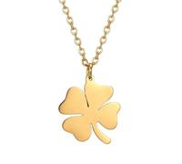 EUEAVAN Lucky four-leaf clover pendant necklace Simple Friendship Choker Charm good luck amulet Flower Jewelry Gift Women Teen Girl (gold)
