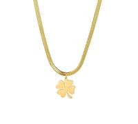EUEAVAN Lucky four-leaf clover pendant necklace Simple Friendship Choker Charm good luck amulet Flower Jewelry Gift Women Teen Girl, Stainless Steel, No Gemstone