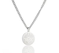 EUEAVAN Masonic Freemason Necklace for Women Men Masonic Compass Symbol Pendant Masonic Jewelry Round Masonic Gift Creative Women (round masonic silver)
