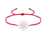EUEAVAN Metatron Cube Bracelet Adjustable Sacred Geometry Bracelet Archangel Handmade Braided Rope Lucky Red String Bracelet kabbalah Amulet Statement Jewelry Women, M, Stainless Steel, no gemstone