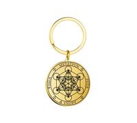 EUEAVAN Metatron Cube Necklace for Men Sacred Geometry Pendant Seals of Archangel Angel Saint Michael Statement Keychain Spiritual Protection Talisman Religious Jewelry