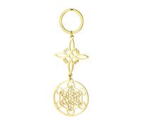 EUEAVAN Metatron Cube Witch Knot Keychain Celtic Triquetra Trinity Sacred Geometry Keyring Seals of Archangel Talisman (gold)