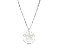 EUEAVAN Metatron’s Cube Necklace Metatron Cube Sacred Geometry Pendant Seals of Archangel Angel Metatron Statement Necklaces Spiritual Protection Talisman for Women (silver)
