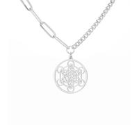 EUEAVAN Metatron’s Cube Necklace Metatron Cube Sacred Geometry Pendant Seals of Archangel Angel Metatron Statement Necklaces Spiritual Protection Talisman for Women (silver 2)