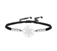 EUEAVAN Metatrons Cube Bracelet Adjustable Beaded Couple Sacred Geometry Bracelet Archangel Handmade Braided Rope Lucky Red String Bracelet kabbalah Amulet Statement Jewelry (silver- black)