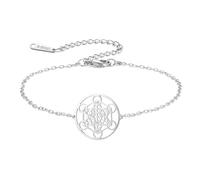 EUEAVAN Metatrons Cube Bracelet Adjustable Beaded Couple Sacred Geometry Bracelet Archangel Handmade Braided Rope Lucky Red String Bracelet kabbalah Amulet Statement Jewelry, M, Stainless Steel, no