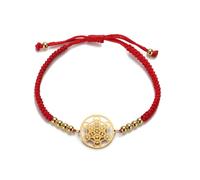 EUEAVAN Metatrons Cube Bracelet Adjustable Beaded Couple Sacred Geometry Bracelet Archangel Handmade Braided Rope Lucky Red String Bracelet kabbalah Amulet Statement Jewelry (A-red)