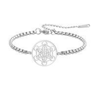 EUEAVAN Metatrons Cube Bracelet Adjustable Beaded Couple Sacred Geometry Bracelet Archangel Handmade Braided Rope Lucky Red String Bracelet kabbalah Amulet Statement Jewelry, M, Stainless Steel, no