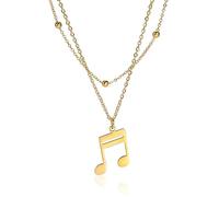 EUEAVAN Music Note Necklace for Woman Treble Clef Note Bass Notes Pendant Soundtrack Music Lover Gift Musician Clef Elements Jewelry Minimalist Necklace (double layers gold)