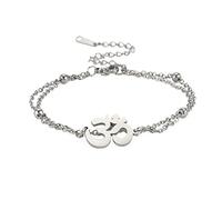 EUEAVAN Om Aum Om Ohm Hindu Sanskrit Symbol Bracelet Fashion Anklet Cuff Bangle Yoga Spiritual Lucky Charm Amulet Jewelry Accessories (silver)