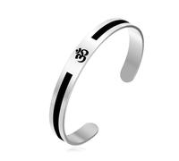 EUEAVAN OM OHM AUM Bracelet Hindu Spiritual Harmony Sanskrit Symbols Cuff Bangle Chakra Yoga Amulet Buddhist Religious Jewelry Meditation Gift for Men Women (silver)