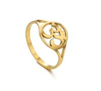 EUEAVAN OM OHM AUM Ring Hindu Spiritual Harmony Sanskrit Symbols Flower of Life Ring Chakra Yoga Mandala Amulet Buddhist Hinduism Religious Jewelry Meditation Gift, Stainless Steel, No Gemstone