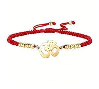 EUEAVAN OM OHM AUM Sanskrit Symbols Spiritual Bracelet luck Couple Charm Jade Thread Bangle Yoga Amulet Anklets Jewelry Accessories, M, Stainless Steel, no gemstone