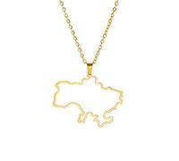 EUEAVAN Outline Ukraine Map Necklace Ukraine Symbol Pendant Map Ukraine Trident Ukraine Coat of Arms Patriotic gift Ukraine Souvenir Patriotic Jewelry Woman (gold2)