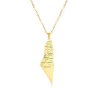 EUEAVAN Palestine Necklace for Women Israel Necklace Israel Palestine Flag Country Map Palestine Map Country Map Outline Statement Jewelry for Men (map gold)