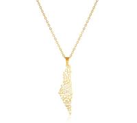 EUEAVAN Palestine Necklace for Women Israel Necklace Israel Palestine Flag Country Map Palestine Map Country Map Outline Statement Jewelry for Men (Ayatul Kursi map gold)