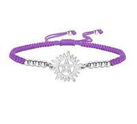 EUEAVAN Pentagram Sun Bracelet Adjustable Witchcraft Cross Couple Bracelet Five-Pointed Star Witchcraft Amulet Jewellery Gift for Women and Men (purple-silver)