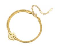 EUEAVAN Pentagram Sun Bracelet Adjustable Witchcraft Cross Couple Bracelet Five-Pointed Star Witchcraft Amulet Jewellery Gift for Women and Men (layerd gold)