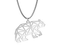EUEAVAN Personalised Geometric Tiger Leopard Polar Bear Dog Bear Dog Pendant Necklace Animal Lover Cool Forest Choker Nature Animal Elements Jewellery Gifts Boys Men Teen, Stainless Steel, Leopard