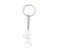 EUEAVAN Personalized Funny Doodle Keychain Smiley Face Middle Finger Cool Funny Creative Unique Handmade Teen Girl Boy (silver2)