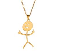 EUEAVAN Personalized Funny Doodle Pendant Necklace Middle Finger Trendy Cool Statement Creative Choker Unique Stainless Steel Handmade Friendship Jewelry Gift Boy Girl Women Teen