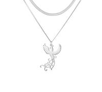 EUEAVAN Phoenix Necklace for Women Rising Phoenix Necklace Nirvana of Phoenix Necklace Mythological Phoenix Bird Pendant Rise from the Ashes Jewelry Inspiration Gifts (silver 3)