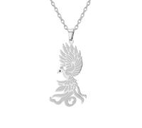 EUEAVAN Phoenix Rebirth Necklace Soaring Phoenix Bird Necklace Phoenix Pendant Rebirth from the Ashes Jewelry Gift for Women, Medium, Stainless Steel, No Gemstone