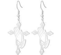 EUEAVAN Praying Hand Cross Earrings Catholic Serenity Prayer Rosary Earrings Christian Amulet Religious Jewelry Faith Gift for Women