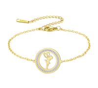 EUEAVAN Princess Wendy Tinkerbell Bracelet Pixie Elf Magical Dancer Ballet Heart Anklets Cubic Zirconia Angel Wings Jewelry Fairy Tale Quote Gift for Women (gold)