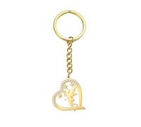 EUEAVAN Princess Wendy Tinkerbell Keychain Fairy Pixie Angel Trendy Dancer Ballet Keyring Jewelry Fairy Tale Quote Women, Heart Gold, Medium