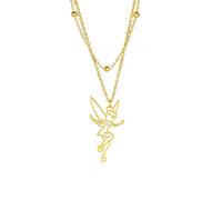 EUEAVAN Princess Wendy Tinkerbell Pendant Necklace Fairy Pixie Angel Trendy Exquisite Magical Dancer Ballet Choker Jewelry Fairy Tale Quote Girls Women Teens (Double layer gold)