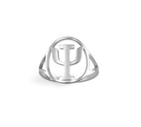 EUEAVAN Psi Symbol Ring Greek Alphabet Ring Psychology Psychiatry Medical Sign Jewellery Psychotherapist Psychologist Gift for Women Men, Stainless Steel, No Gemstone