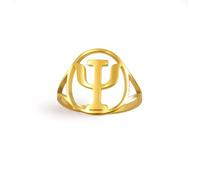EUEAVAN Psi Symbol Ring Greek Alphabet Ring Psychology Psychiatry Medical Sign Jewellery Psychotherapist Psychologist Gift for Women Men, Stainless Steel, No Gemstone