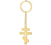 EUEAVAN Russian Orthodox Cross Keychain IC XC NIKA Eastern Cross Jesus Christ Keyring Retro Amulet Jewelry Catholic Gift (gold)